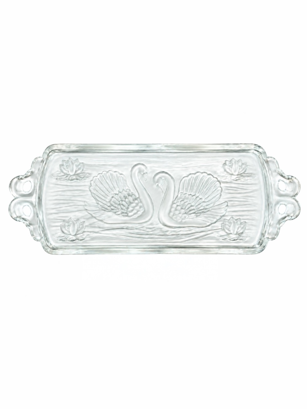 Mikasa Walther-Glas 15” Swan Clear & Satin Glass Serving Tray